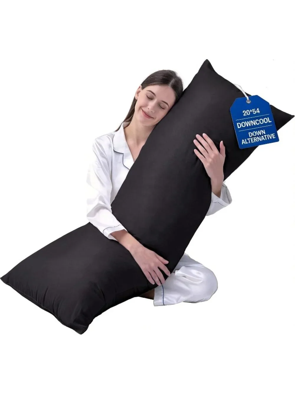 〽️Large Body Insert Breathable Full Body Pillow Long Bed Pillow Black 20x54